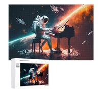 Astronaut Play Piano Family Jigsaw Puzzle, 1000 PCS, for Adults And Families, A Satisfying Project for Experienced Puzzlers, at Home