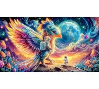 Astronaut-playing-guitar-on-the-moon 1000 Pieces Recycled Paper Jigsaw Puzzle Impossible Hard Difficult Educational Games Great Gift Idea for Adults and Kids Age 12 Years Up 38x26/1000pcs