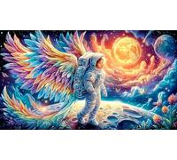 Astronaut playing guitar on the moon 1000 Pieces Recycled Paper Puzzle - Great Gift Idea Challenging Home Activity for Adults 38x52/1000pcs