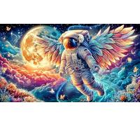 Astronaut playing guitar on the moon Recycled Paper Jigsaw Puzzle 1000 Piece - Fun Present & Great Gift Idea for Adults 75x50/1000pcs