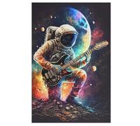 Astronaut Playing Guitar Puzzles 1000 Pieces Wooden Jigsaw Puzzle for Adults Brain Exercise Challenge Game Gift for Kids Children Jigsaws 78×53cm