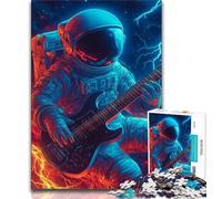 Astronaut Playing Music Jigsaw Puzzles for Teenagers 1000 Piece Puzzle,Challenging To Complete But Fun And Humorous Educational Game for Birthday (50x75cm)