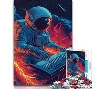 Astronaut Playing Music Puzzles for Teenagers Teens 1000pc Puzzle,Decompressing Intellectual Educational Toy Secret Santa Gifts 38x26cm