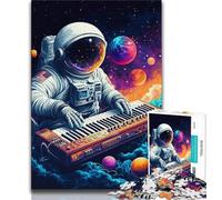 Astronaut Playing Piano Jigsaw Puzzles for Teenagers,for Educational Game Challenge Toy for Is Ideal As A Gift for The Whole Family (38x26cm)