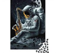 Astronaut Playing Saxophone Thick Cardboard Jigsaw Puzzle Bundle Family Puzzle Lovers Stress Relief Puzzle for Couple Puzzle Partners 38x26cm/1000pcs