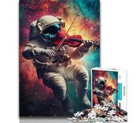 Astronaut Playing Violin Adult Jigsaw Puzzles 1000 Pieces,Staycation Kill Time Every Piece Is Unique - Challenging Family Fun Game 38x26cm
