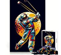 Astronaut Plays Golf Wpap Jigsaw Puzzles for Adults 1000 Pieces Sharp Memory Restful Pleasure Neat Edges Memorable Gift (38X26CM)