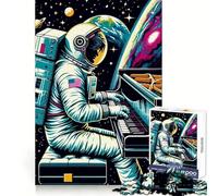 Astronaut Plays Piano Wpap Jigsaw Puzzles for Adults 1000 Piece Thought Training Slow Leisure Uniform Cut Xmas Present (38X52CM)