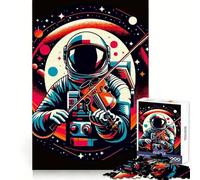 Astronaut Plays Violin 1000 Pieces Puzzles for Adults Mind Recall Leisure Pleasure Firm Interlock Xmas Gift (38X52CM)