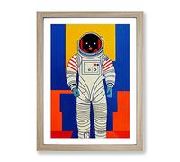 Astronaut Pop Art No.1 Framed Print | A2 Oak Framed Wall Art | Ready to Hang | Pop Art Space Picture | Living Room Bedroom Lounge Office