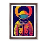 Astronaut Pop Art No.5 Framed Print | A2 Walnut Framed Wall Art | Ready to Hang | Pop Art Space Picture | Living Room Bedroom Lounge Office