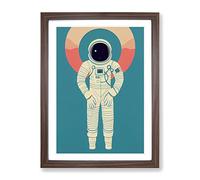 Astronaut Pop Art No.6 Framed Print | A2 Walnut Framed Wall Art | Ready to Hang | Pop Art Space Picture | Living Room Bedroom Lounge Office