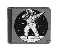 Astronaut Pose on the Moon Leather Bifold Wallet Coin Purse Soft Stylish Credit Pass Case Card-Holder for Boy Girl Men Woman Money Storage