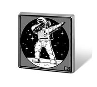 Astronaut Pose on The Moon Square Badge Smooth Surface Lapel Tie Pin, Lightweight Badge for Women Men Office Worker Nurse Teacher Student Shirts Backpack