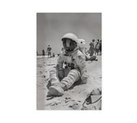 Astronaut Poster, Black And White Beach Astronaut Print, Authentic Pop Art Wall Art, Original Photography, Pop Culture Canvas Poster Bedroom Decor Landscape Office Room Decor Gift 08x12inch(20x30cm)