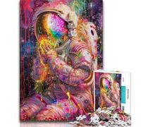 Astronaut Praying Jigsaw Puzzles for Adults,Help The Brain Exercise Addictive Toys to Cultivate Patience Parent-child Interaction 38x26cm