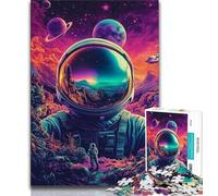 Astronaut Psychedelic 1000 Piece Jigsaw Puzzles for Teenagers,Challenging Game Gifts for Is Ideal As A Gift for The Whole Family (38x26cm)