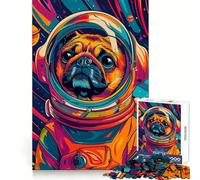 Astronaut Pug Space Animal Jigsaw Puzzle for Adults 1000 Pieces Mental Exercise Cozy Pastime Snug Lock Festive Gift (38X52CM)
