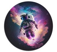 Astronaut Puzzles 1000 Pieces for Adults Round Jigsaw Puzzle 1000 Pieces Adult Game Gift Family Interactive Game Brain Challenge Gift 67.5x67.5cm