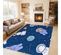 Astronaut Rabbit Area Rugs for Living Room, Cartoon Cute Animal Planet Kids Rugs for Bedroom 60x90cm, Machine Washable Carpet, Non Slip Soft Low Pile Patterned Indoor Rug QAZ11