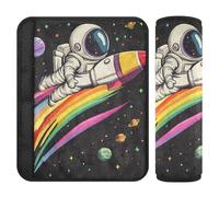 Astronaut Rainbow Planet Shoulder pad for Strap,More Comfort Driving,Sheepskin seat Belt Covers for Sedan Airplane Van funda para cinturón de carro 2 Pack
