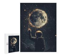 Astronaut Reaching for The Moon - Adult Tabletop Puzzle, 500 PCS, Relaxing Home Activity - for Mindful Leisure