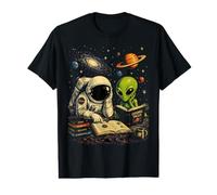 Astronaut Reading Book Alien Moon Space Astronomy Galaxy Value Graphic T-Shirt