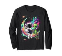 Astronaut Reading Book to Alien Moon Space Astronomy Galaxy Long Sleeve T-Shirt