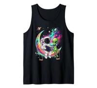 Astronaut Reading Book to Alien Moon Space Astronomy Galaxy Tank Top