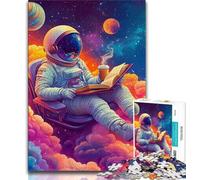 Astronaut Reading Jigsaw Puzzles for Teenagers,Family Game Stress Reliever Difficult Challenge Artists Collection,Fine Art (38x26cm)