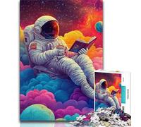 Astronaut Reading Jigsaw Puzzles for Teenagers,Help The Brain Exercise Addictive Toys to Cultivate Patience A Work of Art 38x26cm