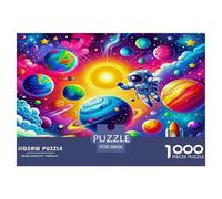 Astronaut Recycled Paper Adult Jigsaws 1000 Pieces - Space Planets Psychedelic Vibrant Cosmic Impossible Hard Difficult Challenging Family Game38x26cm/1000pcs