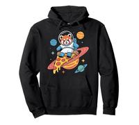 Astronaut Red Panda Cosmic Pizza Ride Pullover Hoodie