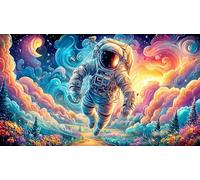 Astronaut-resting-on-a-smiling-moon-with-telescope Educational Games 1000 Pieces Jigsaw Puzzle for Adults Wall Decoration and Gifts Beautiful Decoration Puzzle for Adults Kids 38x52/1000pcs