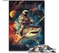Astronaut Riding A Shark Adult Jigsaw Puzzles 1000 Pieces, Educational Games Home Decoration Deal As Gifts for The Whole Family (50x75cm)