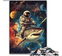 Astronaut Riding A Shark Jigsaws Puzzles 1000 Pieces for Teenagers Gifts, Art Interesting Stress Reduction Wishlist with Santa Claus for Age 14 (26x38cm)