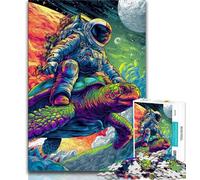 Astronaut Riding A Turtle Jigsaw Puzzles for Teenagers 1000 Pieces,Learning Educational Toys Family Games Unique Birthday And Gifts (75x50cm)