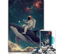 Astronaut Riding A Whale Jigsaw Puzzles for Teenagers,Family Game Stress Reliever Difficult Challenge Artists Collection,Fine Art (75x50cm)