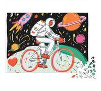 Astronaut Riding Bicycle in Space Jigsaw Puzzles Puzzles for Adults Kids. 1000 Pieces Impossible Challenge Toy Educational Games Home Decoration for Adults& Kids Age 14 Years Up 38x26cm/1000pcs