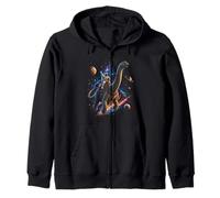 Astronaut Riding Brachiosaurus Through Galaxy Universe Zip Hoodie