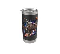 Astronaut Riding Carnotaurus Through Cosmic Adventure Stainless Steel Insulated Tumbler