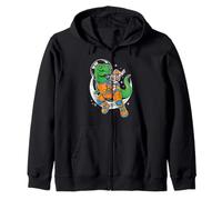 Astronaut riding Dinosaur Space Explorer Moon Adventure kids Zip Hoodie