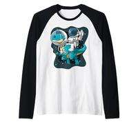 Astronaut Riding Dinosaur Space T-Rex Space Dino Space T-Rex Raglan Baseball Tee