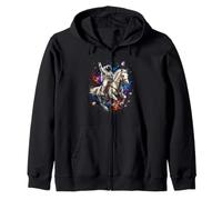 Astronaut Riding Horse Across Cosmic Universe Space Scene Zip Hoodie
