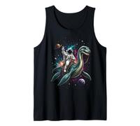 Astronaut Riding Loch Ness Monster Across Cosmic Worlds Tank Top