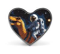 Astronaut Riding on Dinosaur Unisex Novelty Brooches & Pins Heart Metal Lapel Badge for Clothing Shawl Hat