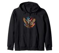Astronaut Riding Owl Across Cosmic Universe Space Scene Zip Hoodie