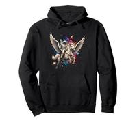 Astronaut Riding Pegasus Across Cosmic Universe Space Scene Pullover Hoodie
