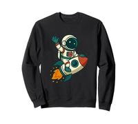 Astronaut Riding Rocket Cartoon Space Design Sweatshirt