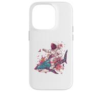 Astronaut Riding Shark Space Ocean Floral Art Case for iPhone 14 Pro